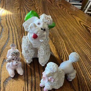 Antique Ceramic Spaghetti Poodles!  Set of 3